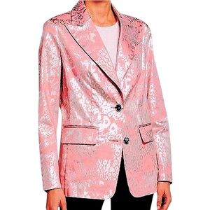 Berek Pink Foil leopard print Jacket In Pink W/silver Foil animal print XL NWT